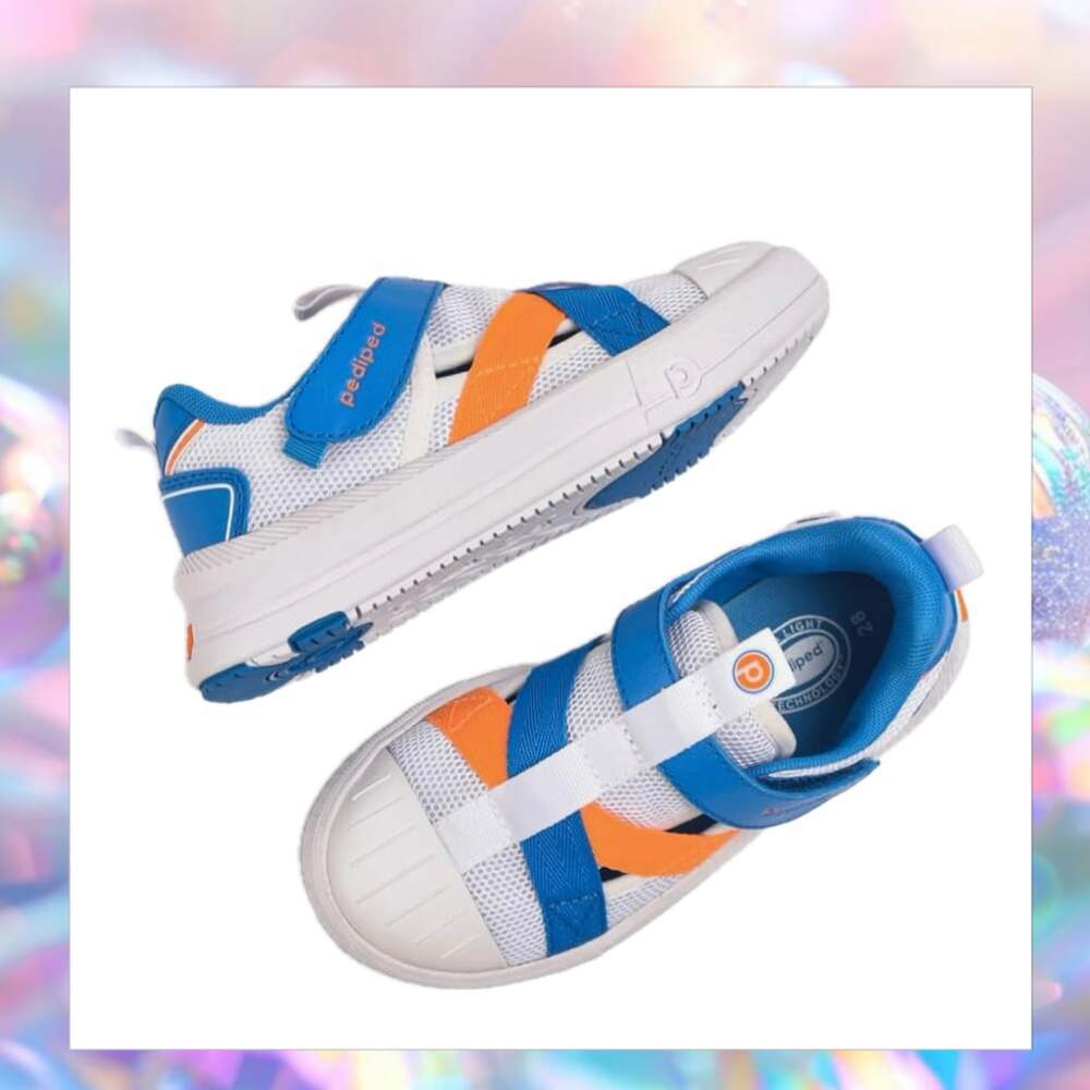 Pediped Flex Mercury Unisex Little Kid Blue-White-Orange Sneakers-New